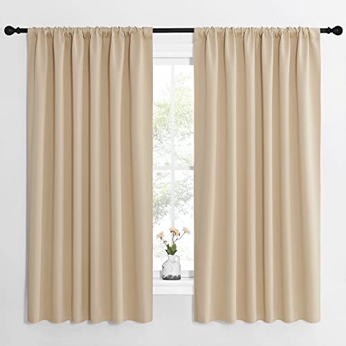 Room Darkening Curtains for Bedroom (Biscotti Beige / 62"W x 63"L (Pack of 2))