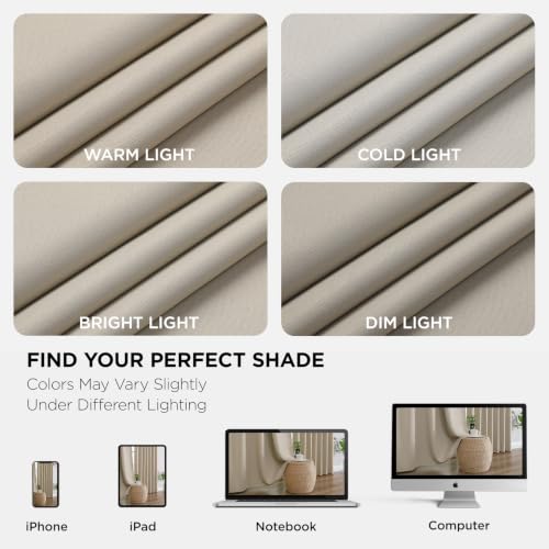 Light Beige Blackout Curtains 84 inch Length 2 Panels Set (Light Beige / 52"W x 84"L (Pack of 2))
