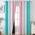 Pink and Teal Ombre Blackout Curtains for Bedroom 84 Inch (Pink and Teal / 52"W x 84"L (Pack of 2))