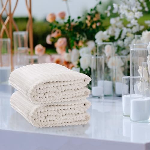 12 Pcs Flannel Blankets Bulk (Cream White)