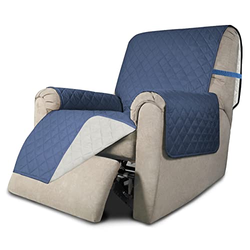 Reversible Couch Cover (Dark Blue/Ivory / Medium Recliner)