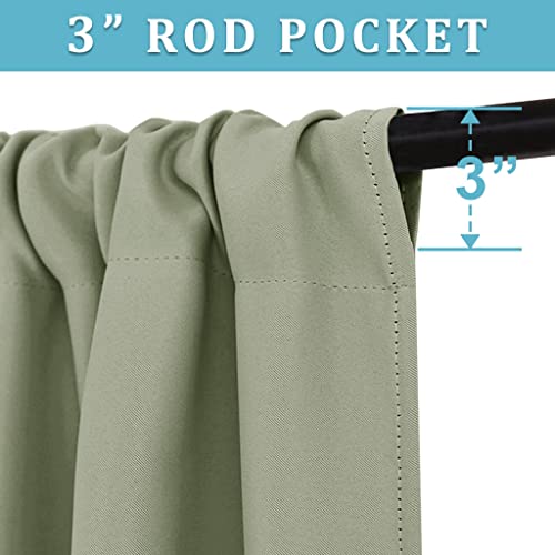 Blackout Curtains for Bedroom Living Room Nursery 63 inches Long (Sage Green / 34"W x 63"L (Pack of 2))