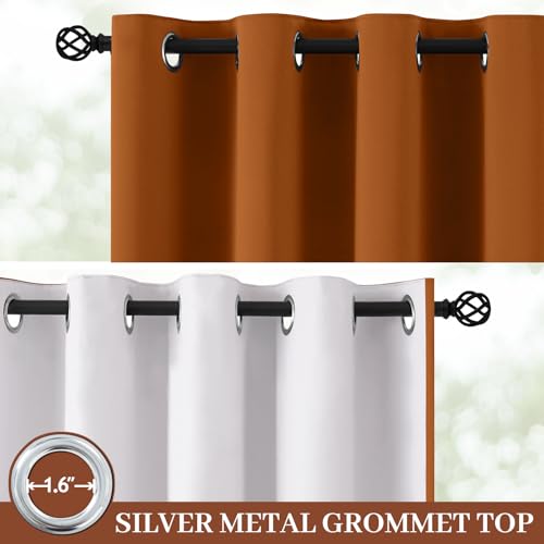 Burnt Orange 100% Blackout Curtains 63 Inches Long 50" Wide 2 PCS (50"W x 63"L (Pack of 2) / Burnt Orange With White Backing)