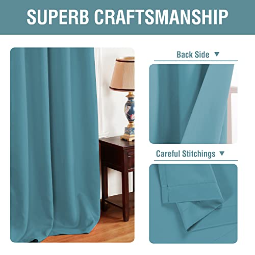 Blackout Curtain for Living Room Small Window Kitchen Blackout Curtains 45 inch Length Energy Saving Solid Grommet Blackout Drape (52"W x 45"L (Pack of 1) / Storm Blue)