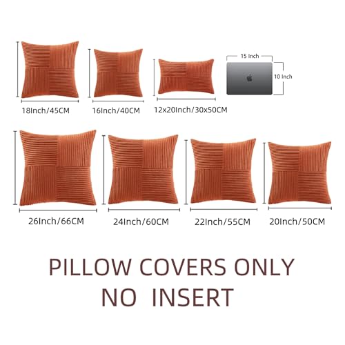 Set of 2 Burnt Orange Decorative Throw Pillow Covers 16x16 Inch for Living Room Couch Bed (Burnt Orange / 16" x 16" (Pack of 2))