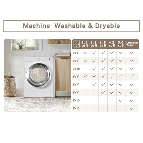 Beige Grey 10x14 Washable Area Rugs for Living Room (10' x 14' (Rectangular) / Brown-grey-beige-slate)