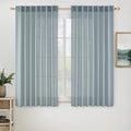 Dusty Blue Short Linen Curtain 52x45 Inch Long 2 Panels for Kitchen (52"W x 45"L (Pack of 2) / Stone Blue)