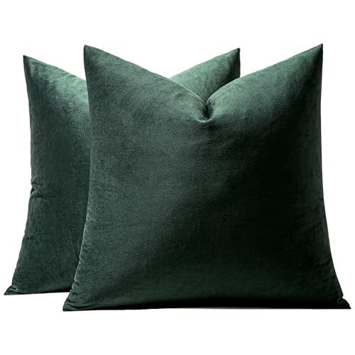 Velvet Christmas Throw Pillow Covers 14x14 Inch Pack of 2 Army Green (14" x 14" (Pack of 2) / Army Green)