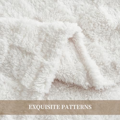 Fluffy Cozy Throw Blanket for Couch 50"x70" Cream White (Biege / Throw(50×60in))