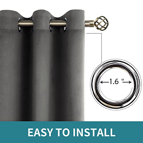 Dark Grey Blackout Curtains for Living Room 84 Inch Long (Dark Grey / 46"W x 84"L (Pack of 2))