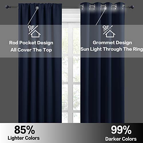 Blackout Curtains for Bedroom Living Room Nursery 63 inches Long (Black / 42"W x 63"L (Pack of 2))