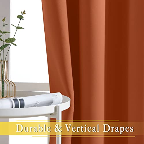 Blackout Living Room Curtain 108 inches Length (Burnt Orange / 52"W x 108"L (Pack of 1))