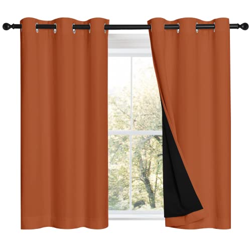 Burnt Orange 100% Blackout Curtains 45 inches Long (Burnt Orange / 42"W x 45"L (Pack of 2))