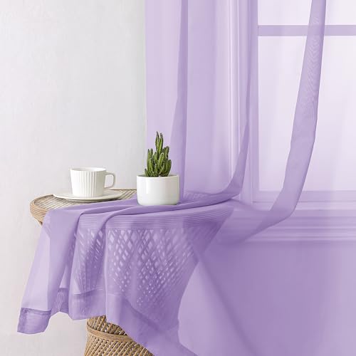 Light Purple Sheer Curtain Panels Pair Sold 96 Inch Length (42"W x 96"L (Pack of 2) / Lavender)