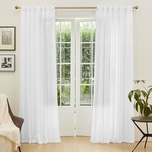 Patio White Curtains for Sliding Door (50"W x 90"L (Pack of 2) / White)