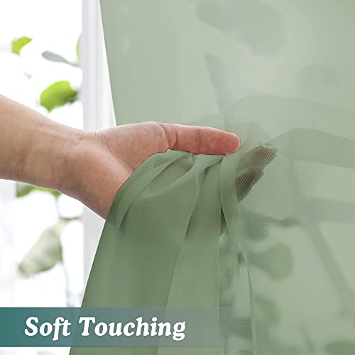 Sage Green Sheer Curtains 108 Inches Long (Sage Green / 42"W x 108"L (Pack of 2))