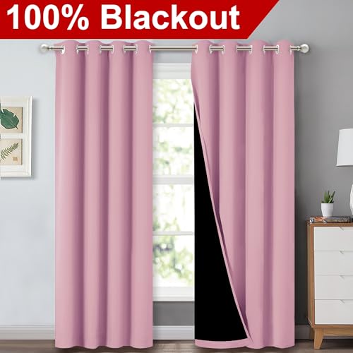 Crystal Pink Blackout Curtains for Dining Room 52" x 84" 2 Panels (Crystal Pink / 52"W x 84"L (Pack of 2))
