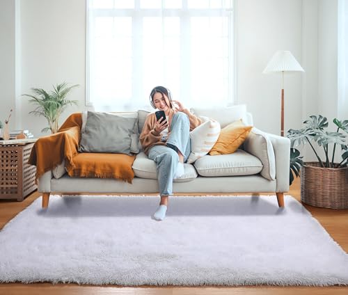 White Area Rugs for Bedroom Living Room (White / 4' x 6' (Rectangular))