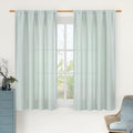 54 Inch Short Window Linen Curtains for Bedroom (42"W x 54"L (Pack of 2) / Rod Pocket - Light Blue)