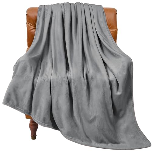 Fleece Blanket Soft Plush Twin Size Blanket Grey 60"x80" (Grey / Twin(60"x80"))