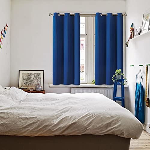 Short Curtains for Small Window 45 Inch Long (Royal Blue / 38"W x 45"L (Pack of 2))