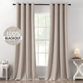 100% Blackout Linen Curtains for Bedroom 52x120 Inches Khaki (Khaki / 52"W x 120"L (Pack of 2))