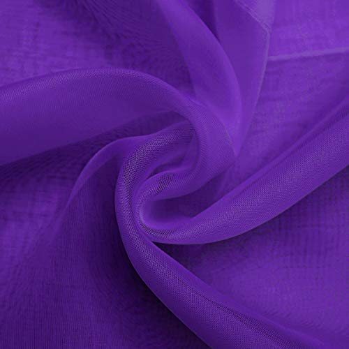 Sheer Voile Window Treatment Rod Pocket Curtain Panels for Kitchen Bedroom Living Room Drapes Sunlight Filtering Privacy Semi Home Decor Assorted (Purple / 52"W x 45"L (Pack of 2))