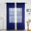 Sheer Voile Window Treatment Rod Pocket Curtain Panels for Kitchen Bedroom Living Room Drapes Sunlight Filtering Privacy Semi Home Decor Assorted Colors Sizes (Navy / 52"W x 84"L (Pack of 2))