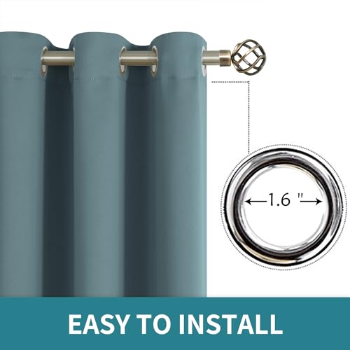 Short Curtains for Small Window 45 Inch Long (Stone Blue / 38"W x 45"L (Pack of 2))