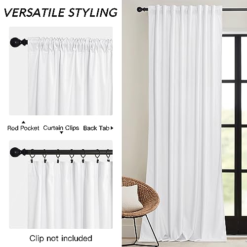 White Velvet Curtains 72 inches with Hook Belt (White / 52"W x 72"L (Pack of 2))
