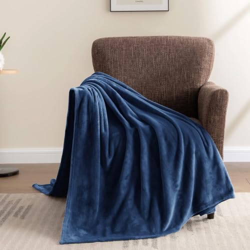 Fleece Blanket Soft Plush Full Bed Blanket Navy 84"x90" (Navy / Full(84"x90"))
