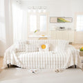 White Sofa Covers Dog Couch Cover Rabbit Plush L Shaped Couch Covers Faux Fur Sofa Slipcovers for 3 Seat Cushion Couches Shaggy Couch Cover Blanket Washable Thick Soft (71" x 134" / Z-plush:white)