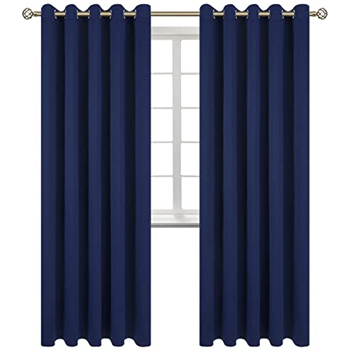Navy Blue Blackout Curtains for Living Room 84 Inch Long (Navy / 70"W x 84"L (Pack of 2))