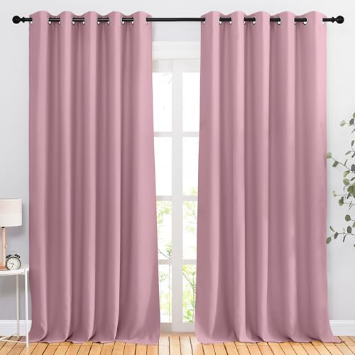 Blackout Room Divider Curtains 118 inches Long 2 Panels (Crystal Pink / 66"W x 118"L (Pack of 2))