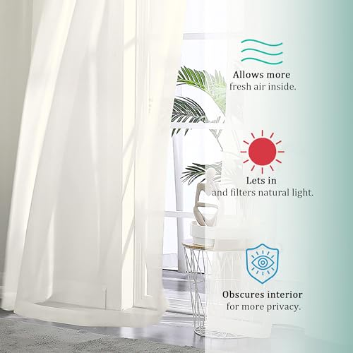 Sheer Ivory Curtains 108" Inch Length 2 Panels Set (Ivory / 42"W x 108"L (Pack of 2))