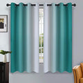 Ombre Teal to Grey White Curtains for Living Room 52Wx63L (52"W x 63"L (Pack of 2) / Teal)