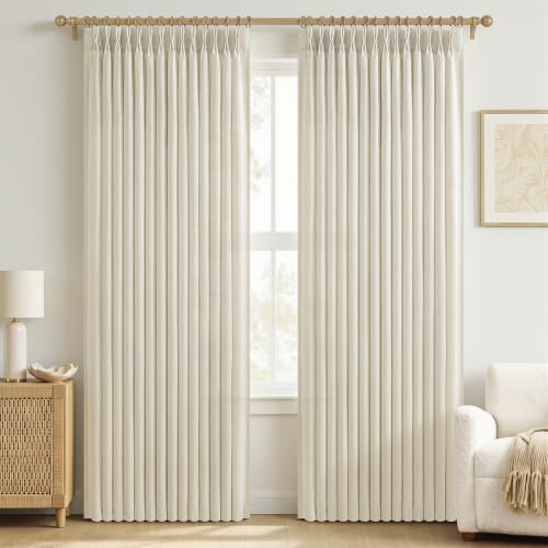 Viral Pinch Pleat Semi Sheer Cream 90 Inch Living (Cream / 40"W x 90"L (Pack of 2))