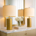 20.75" Brass Gold Ceramic Table Lamps Set of 2 for Living Room (Brass Gold)