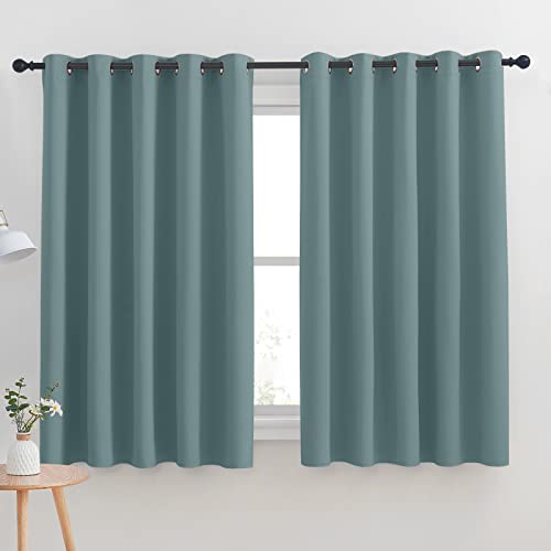 Thermal Insulated Greyish Blue Blackout Curtains for Bedroom (Greyish Blue / 70"W x 63"L (Pack of 2))