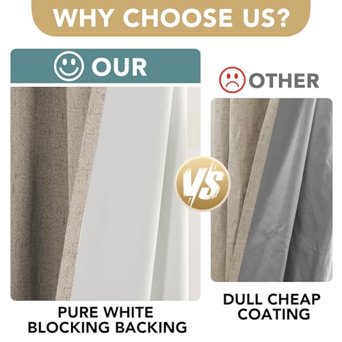 Blackout Curtains Durable Thick Textured Look 100% Blackout Patio Door Curtain Anti Rust Grommet Extra Wide Sliding Door Curtain Panel (Cobblestone / 100"W x 84"L (Pack of 1))
