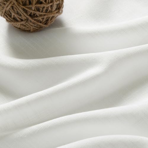 Extra Long Ivory Curtains 132 Inch Length 2 Panels Set Back Tab Neutral Farmhouse Drapes Light Filtering Semi Sheer Linen Curtain 132 Inches Long for Floor to Ceiling Window Patio Sliding Door (52"W x 132"L (Pack of 2) / Ivory)