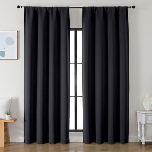 Ava Halloween Black Blackout Curtains for Bedroom 90 Inches Long 2 Panels Set (Black / 50"W x 90"L (Pack of 2))