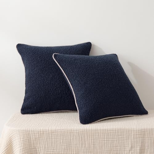 Boucle Throw Pillow Covers for Couch (Blue / 20" x 20" (Pack of 2))