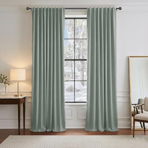 Sage Green Blackout Curtains 96 inch Long (Sage Green / 52"W x 96"L (Pack of 2))