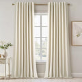 Cream Extra Long 120 Inch Blackout Curtains for Large Window Treatment Natural Farmhouse Thick Linen Texture Sound Proof Drapes Room Divider Pleat Ceiling Track Burg Bedroom 10Ft (Cream / 52"W x 120"L (Pack of 2))