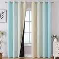 Aqua and Beige Ombre Blackout Curtains for Bedroom 90 Inch (Beige and Aqua / 52"W x 90"L (Pack of 2))