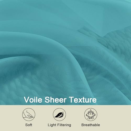 Turquoise Sheer Curtains 84 Inches Long 2 Panels (Turquoise / 42"W x 84"L (Pack of 2))
