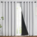 Greyish White 100% Blackout Curtains 84 Inches Long (62"W x 84"L (Pack of 2) / Greyish White)