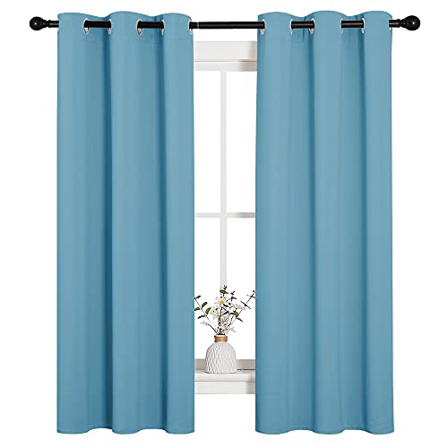 Thermal Insulated Curtains (Teal Blue / 34"W x 63"L (Pack of 2))