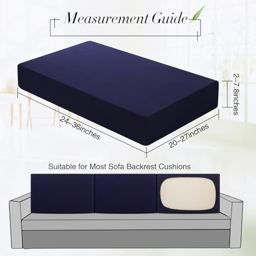 4 Pcs Stretch Cushion Covers (Navy Blue / Back Cover)
